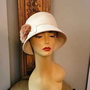 SCALA Cream wool Cloche hat